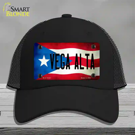 Vega Alta Puerto Rico Flag Novelty License Plate Hat Mesh / Black