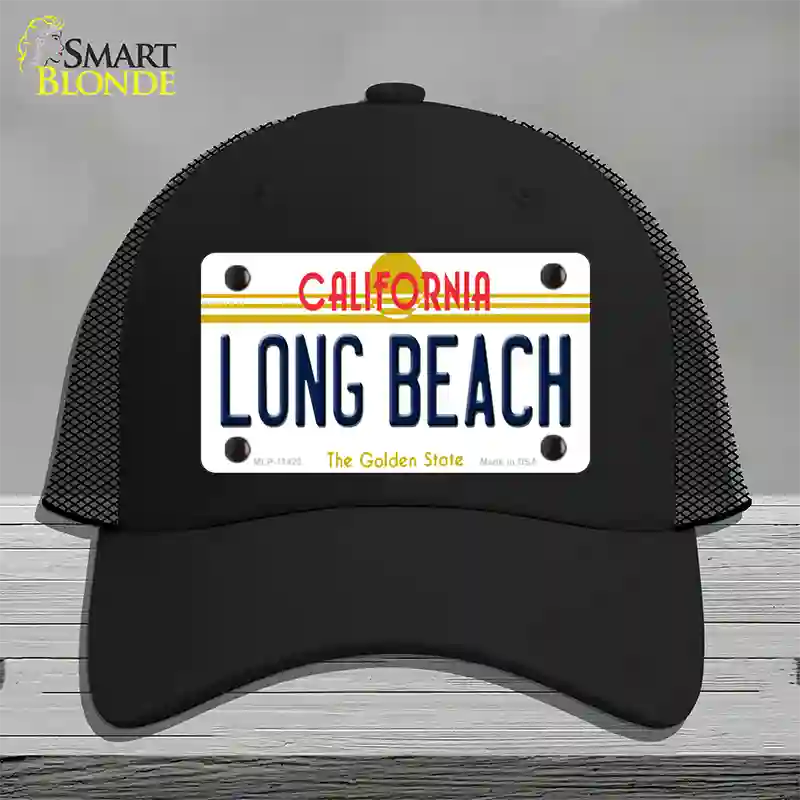 Long Beach California Novelty License Plate Hat Mesh / Black