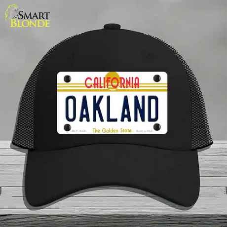 Oakland California Novelty License Plate Hat Mesh / Black