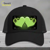 Hearts Over Roses In Lime Green Novelty License Plate Hat Mesh / Black