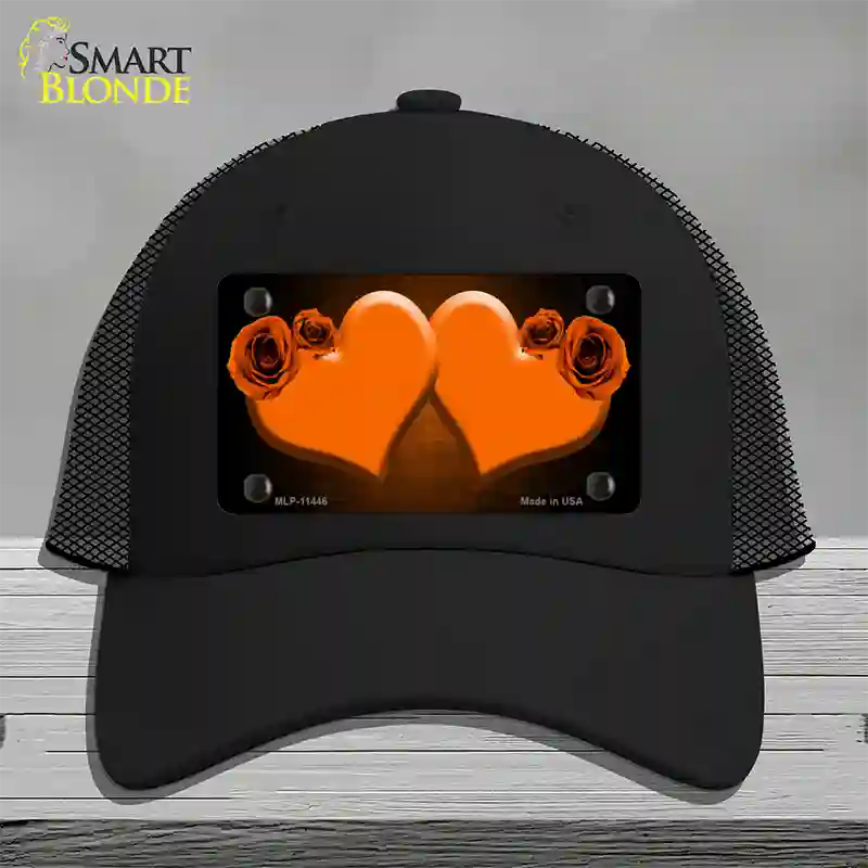 Hearts Over Roses In Orange Novelty License Plate Hat Mesh / Black