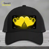 Hearts Over Roses In Yellow Novelty License Plate Hat Mesh / Black