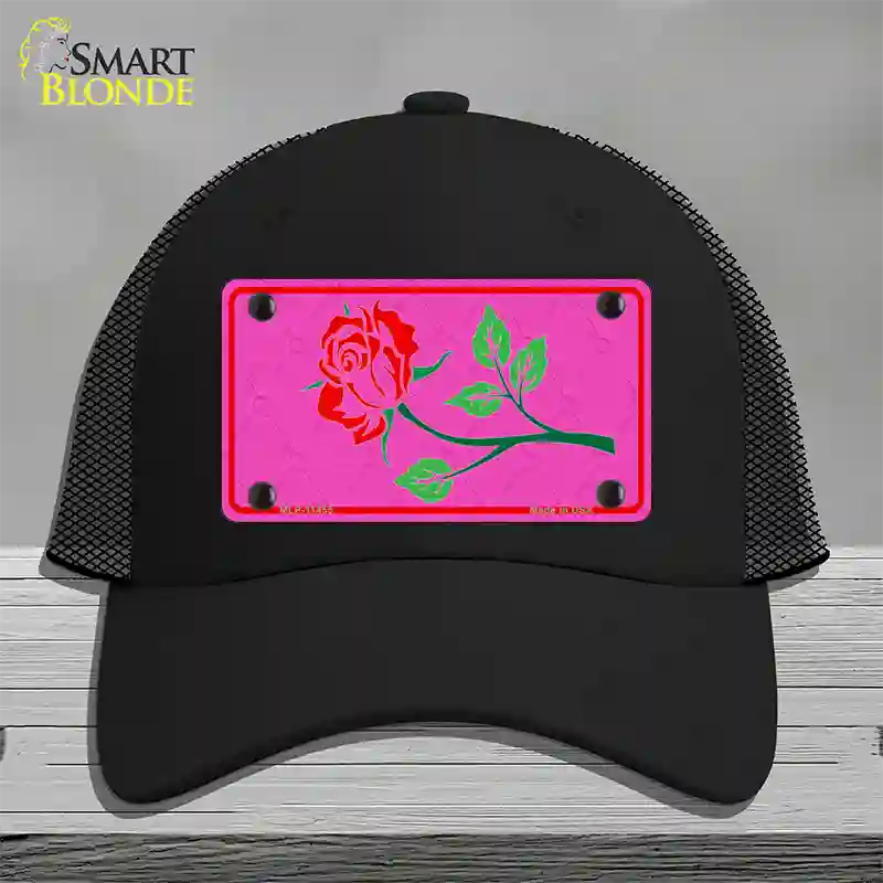 Illustrated Rose On Pink Chaise Lounge Novelty License Plate Hat Mesh / Black