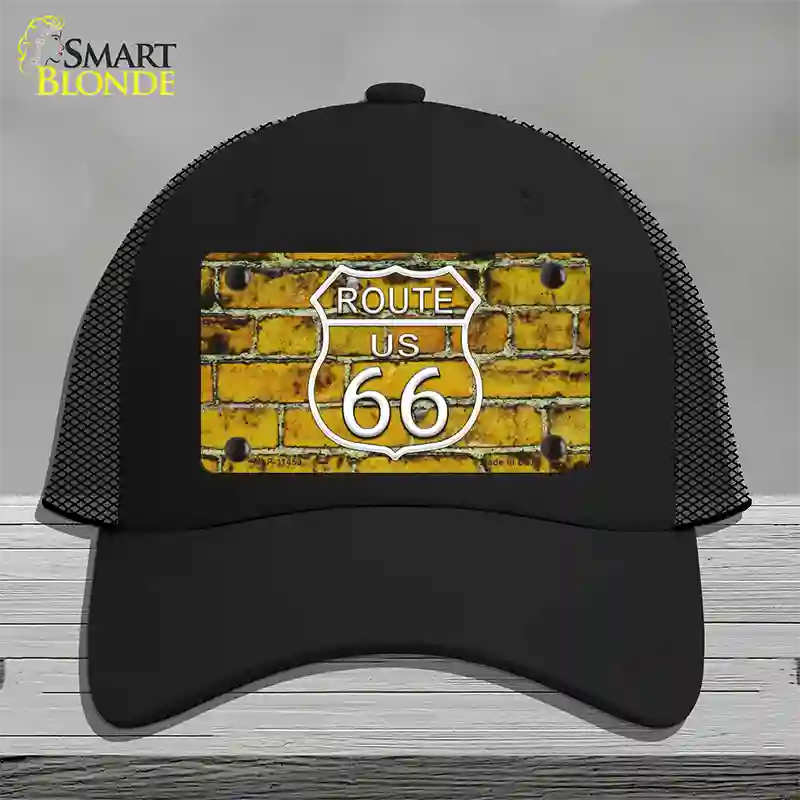 Route 66 Yellow Brick Wall Novelty License Plate Hat Mesh / Black