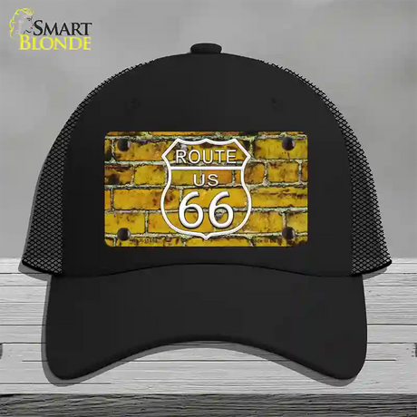 Route 66 Yellow Brick Wall Novelty License Plate Hat Mesh / Black