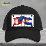 Colorado Crossed US Flag Novelty License Plate Hat Mesh / Black