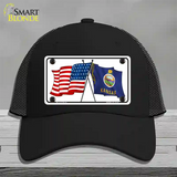 Kansas Crossed US Flag Novelty License Plate Hat Mesh / Black