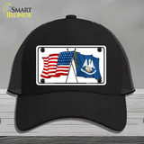 Louisiana Crossed US Flag Novelty License Plate Hat Mesh / Black