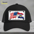 Missouri Crossed US Flag Novelty License Plate Hat Mesh / Black