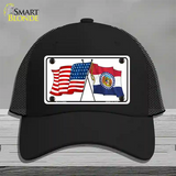 Missouri Crossed US Flag Novelty License Plate Hat Mesh / Black