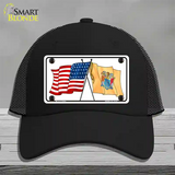 New Jersey Crossed US Flag Novelty License Plate Hat Mesh / Black