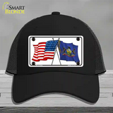 Pennsylvania Crossed US Flag Novelty License Plate Hat Mesh / Black