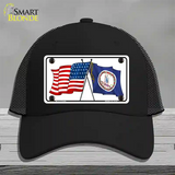 Virginia Crossed US Flag Novelty License Plate Hat Mesh / Black