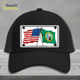 Washington Crossed US Flag Novelty License Plate Hat Mesh / Black