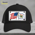 West Virginia Crossed US Flag Novelty License Plate Hat Mesh / Black