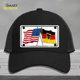 Germany Crossed US Flag Novelty License Plate Hat Mesh / Black