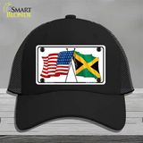 Jamaica Crossed US Flag Novelty License Plate Hat Mesh / Black