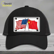 China Crossed US Flag Novelty License Plate Hat Mesh / Black