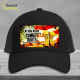 My Hero Wears Combat Boots Novelty License Plate Hat Mesh / Black