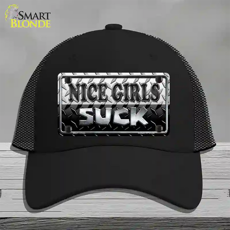 Nice Girls Suck Novelty License Plate Hat Mesh / Black