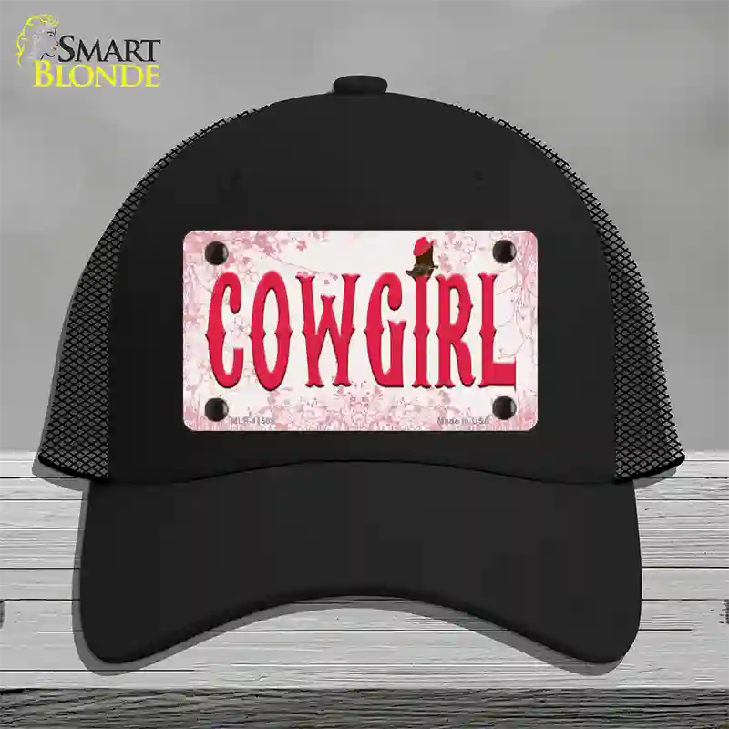 Cowgirl Pink Novelty License Plate Hat Mesh / Black