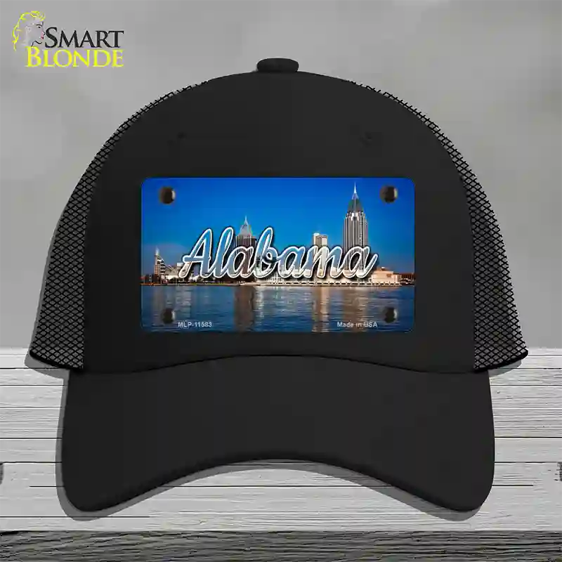 Alabama City Skyline State Novelty License Plate Hat Mesh / Black