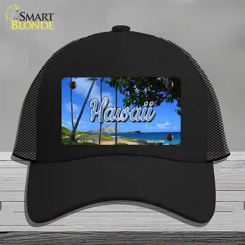 Hawaii Palm Trees State Novelty License Plate Hat Mesh / Black