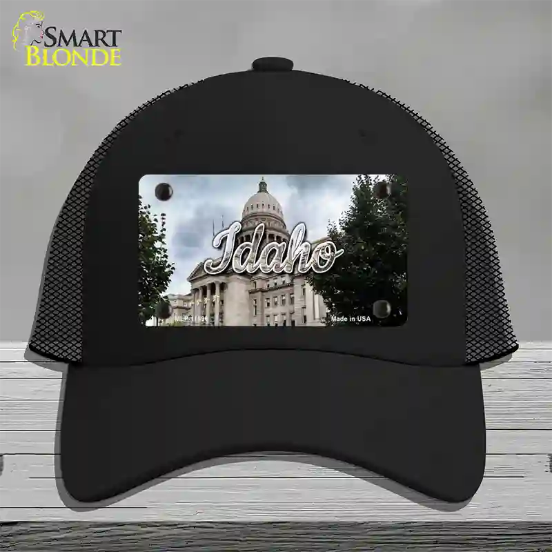 Idaho Capital Building State Novelty License Plate Hat Mesh / Black