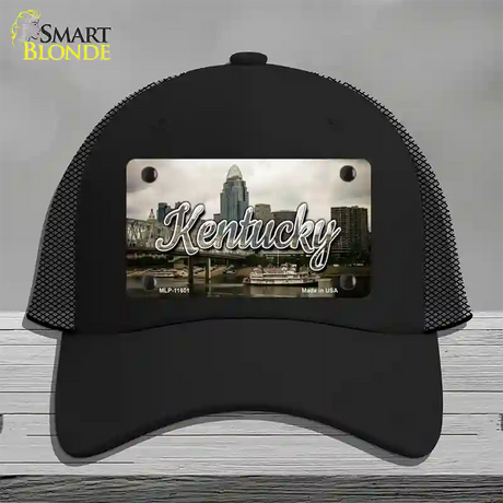 Kentucky City Skyline State Novelty License Plate Hat Mesh / Black