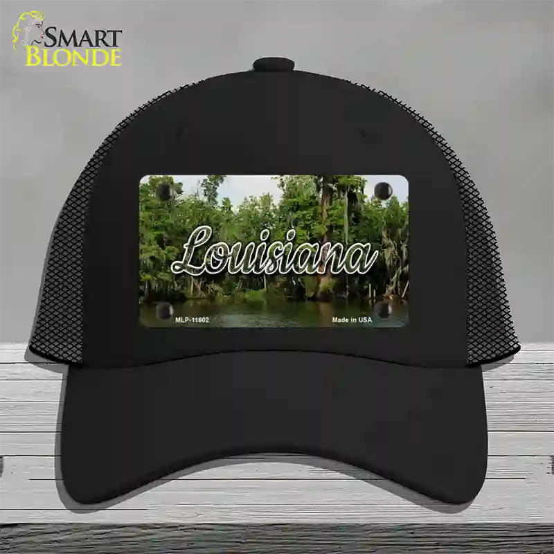 Louisiana Swamp State Novelty License Plate Hat Mesh / Black