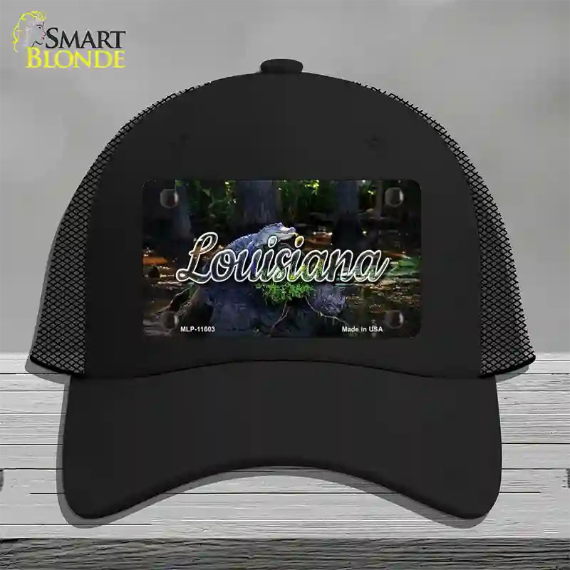 Louisiana Alligator Swamp State Novelty License Plate Hat Mesh / Black