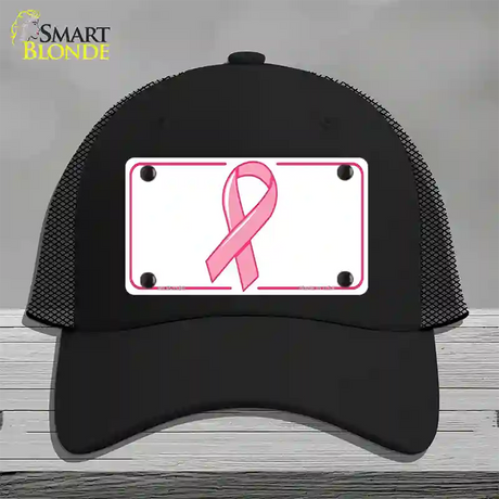 Breast Cancer Ribbon Novelty License Plate Hat Mesh / Black