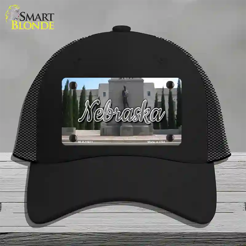 Nebraska Capital Building State Novelty License Plate Hat Mesh / Black