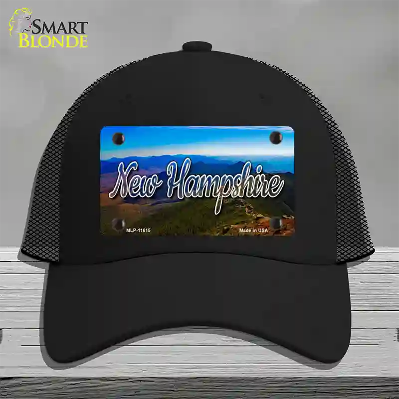 New Hampshire Mountain Range State Novelty License Plate Hat Mesh / Black