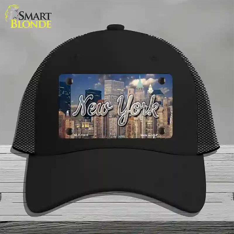 New York City Skyline State Novelty License Plate Hat Mesh / Black