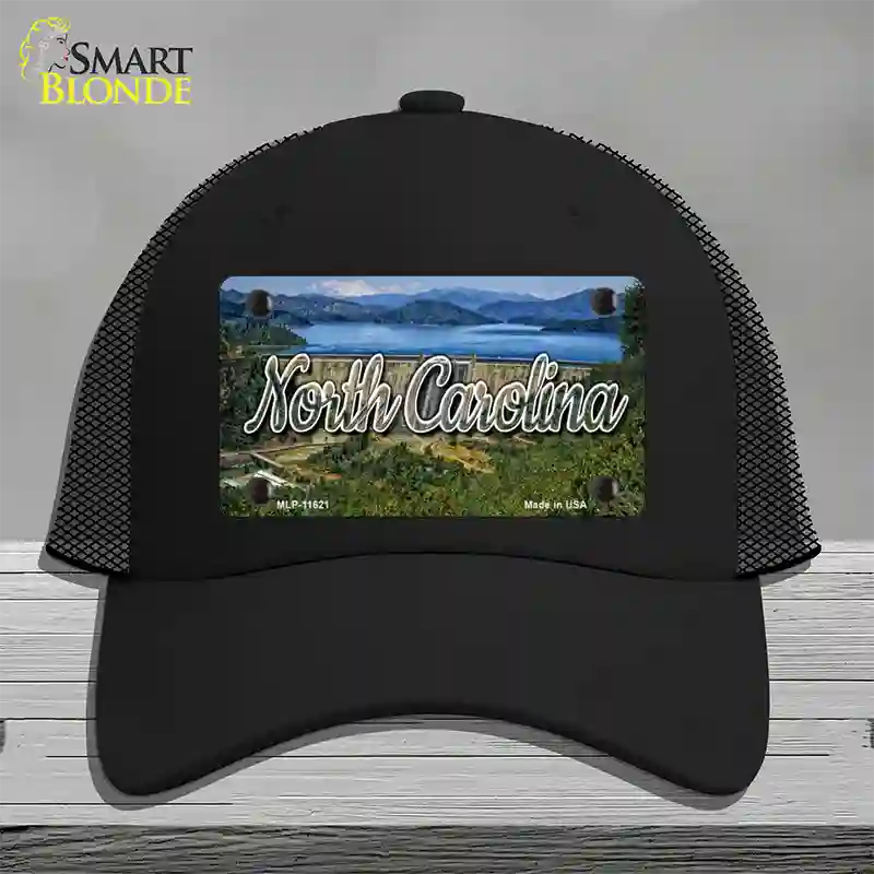 North Carolina Dam State Novelty License Plate Hat Mesh / Black