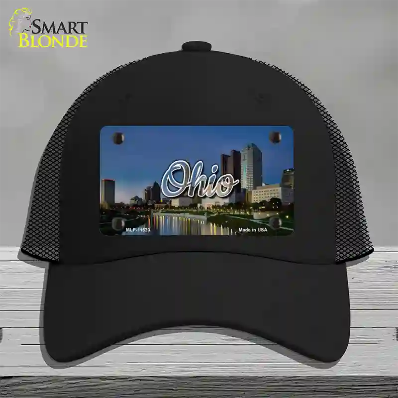 Ohio River City Skyline State Novelty License Plate Hat Mesh / Black