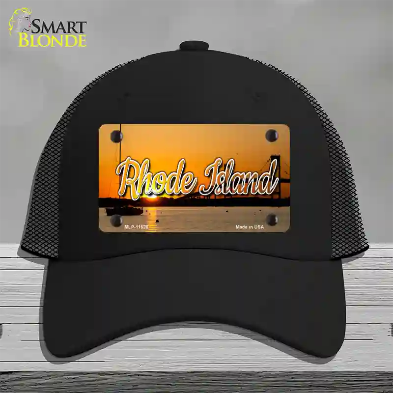 Rhode Island River Sunset State Novelty License Plate Hat Mesh / Black