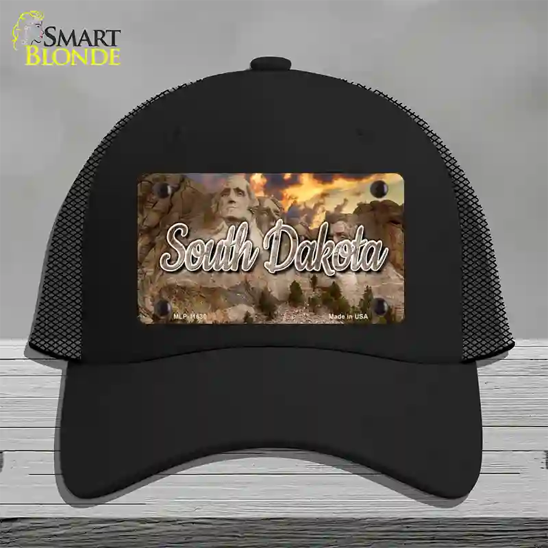 South Dakota Mt Rushmore State Novelty License Plate Hat Mesh / Black