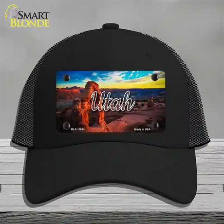 Utah Canyon Arch State Novelty License Plate Hat Mesh / Black