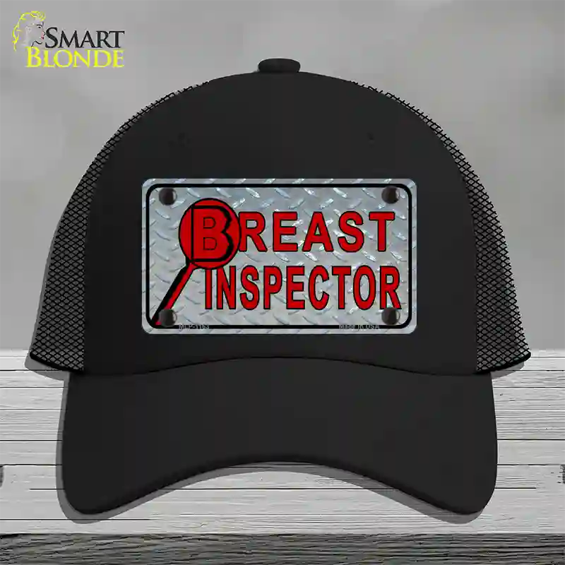 Breast Inspector Novelty License Plate Hat Mesh / Black