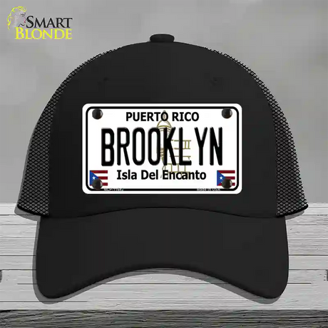 Brooklyn Puerto Rico Novelty License Plate Hat Mesh / Black