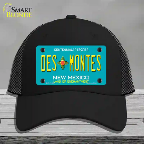 Des Montes Teal New Mexico Novelty License Plate Hat Mesh / Black