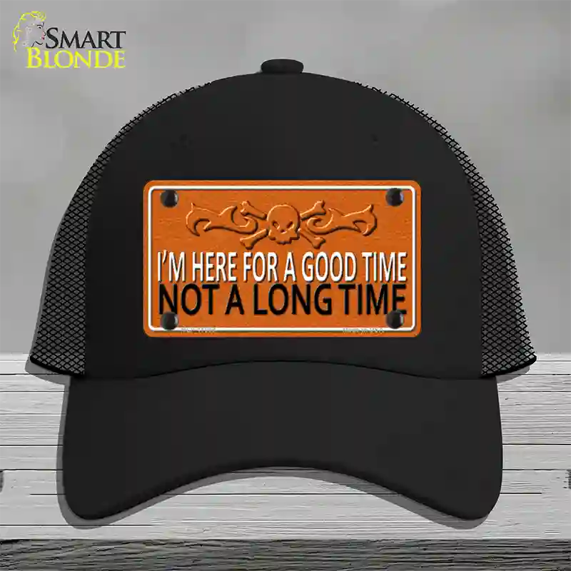 Here For A Good Time Novelty License Plate Hat Mesh / Black