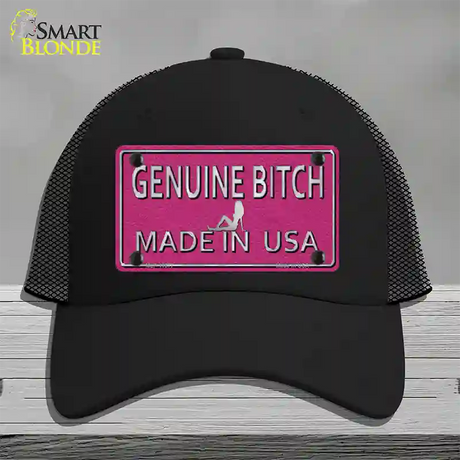 Genuine Bitch Made In USA Novelty License Plate Hat Mesh / Black