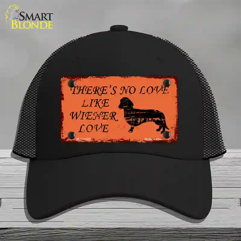 Wiener Love Novelty License Plate Hat Mesh / Black