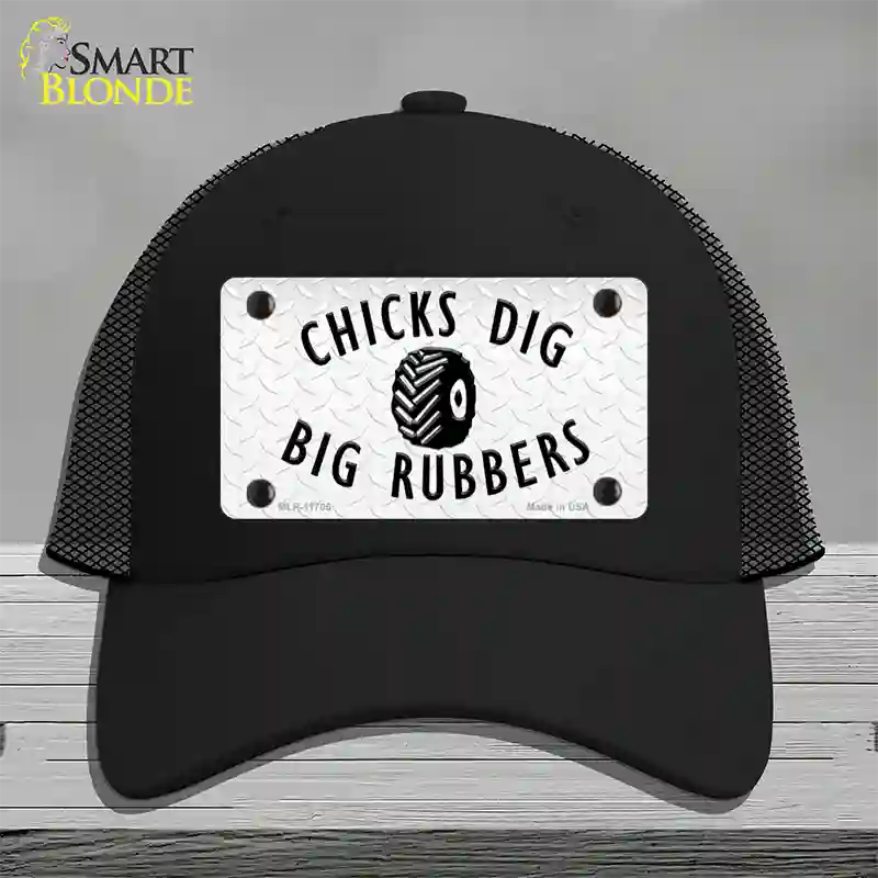 Chicks Dig Big Rubbers Novelty License Plate Hat Mesh / Black