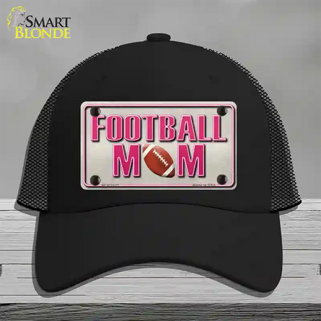 Football Mom Novelty License Plate Hat Mesh / Black