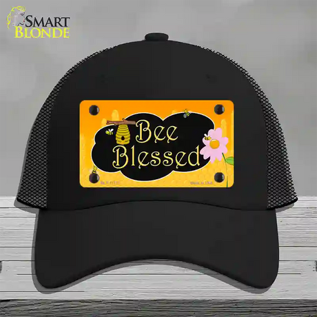 Bee Blessed Honey Hive Novelty License Plate Hat Mesh / Black