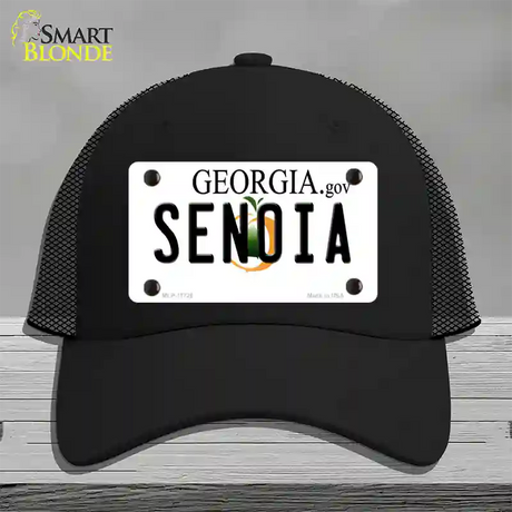 Senoia Georgia State Novelty License Plate Hat Mesh / Black